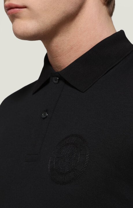 Bikkembergs Men's Black Polo Shirt With Embroidered Logo