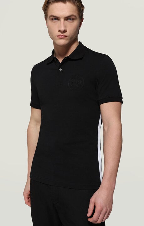 bikkembergs Men's Black polo shirt with embroidered logo