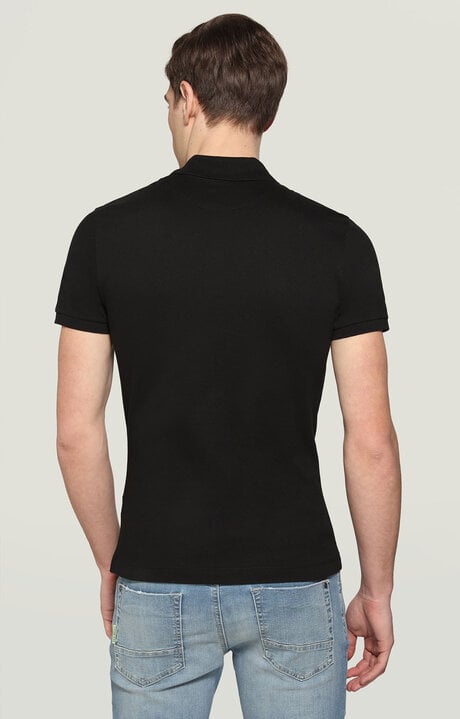 Bikkembergs Men's Black Polo Shirt With Patch Applique