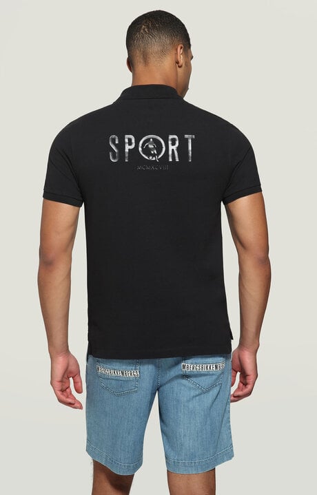 Bikkembergs Men's Black Polo Shirt With Raised Print