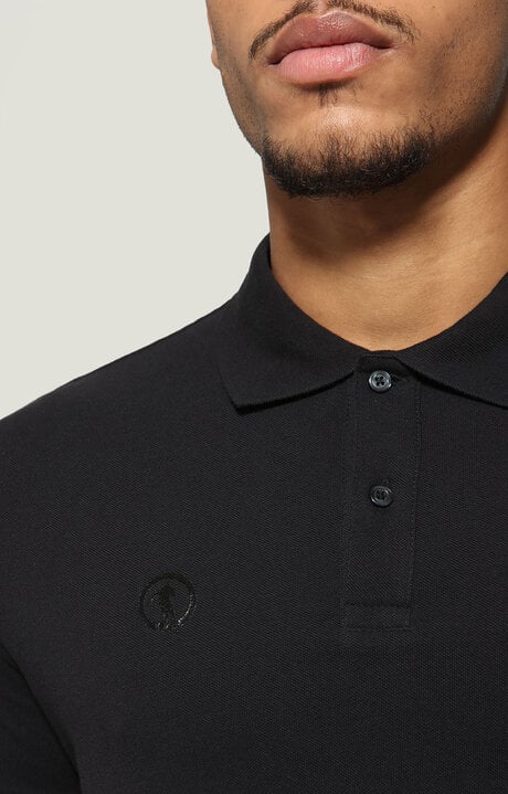 Bikkembergs Men's Black Polo Shirt With Raised Print
