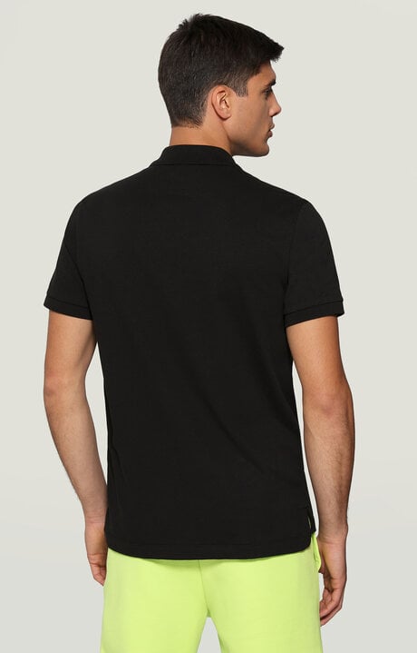 Bikkembergs Men's Black Polo Shirt With Textured Print
