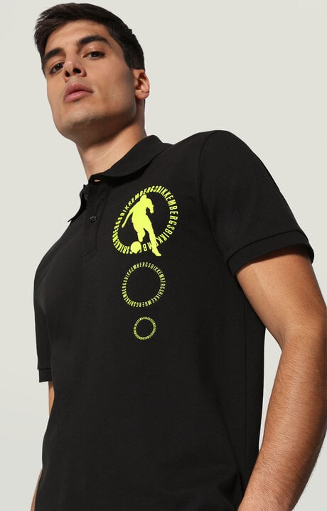bikkembergs Men's Black polo shirt with textured print
