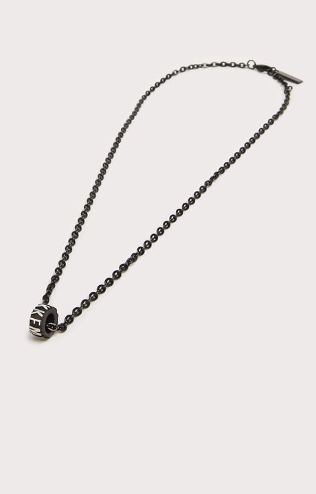 Bikkembergs Men's Black Steel Necklace With Logo Lettering