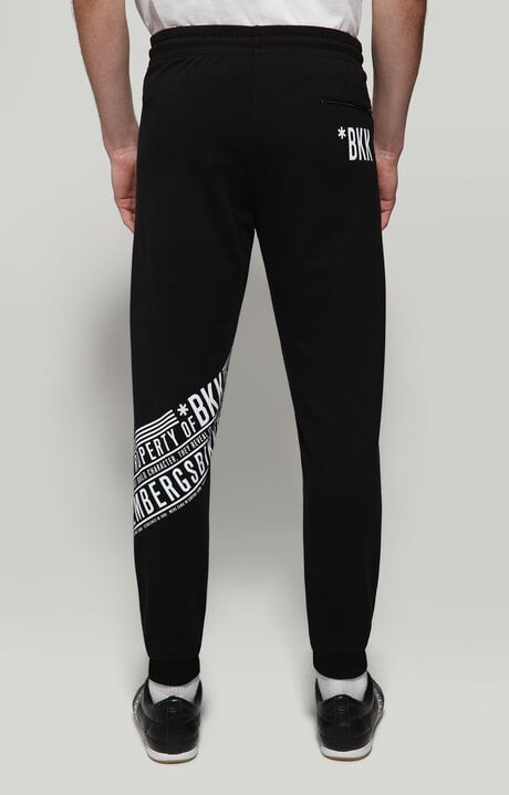 Bikkembergs Men's Black Sweatpants With Diagonal Print