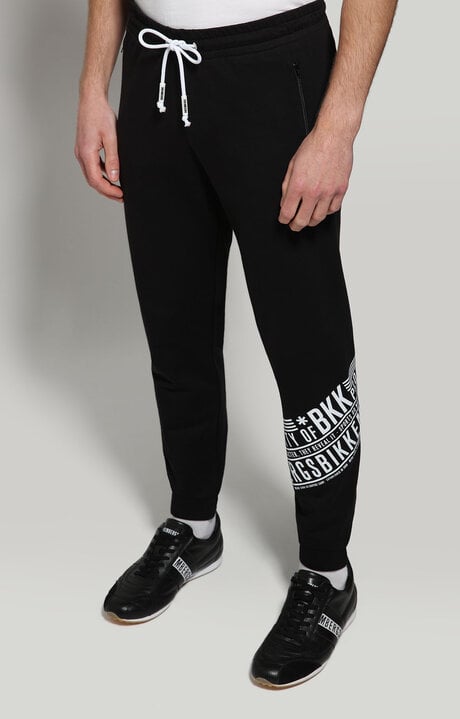 bikkembergs Men's Black sweatpants with diagonal print