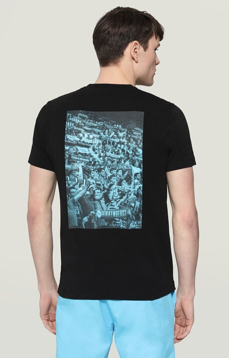 Bikkembergs Men's Black T-shirt With Print On Front And Back