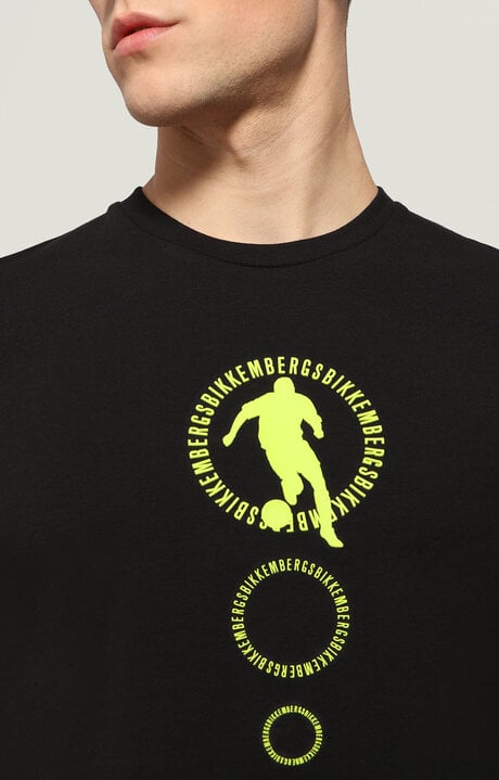 Bikkembergs Men's Black T-shirt With Rubberized Print