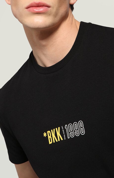 Bikkembergs Men's Black T-shirt With Shiny Textured Print