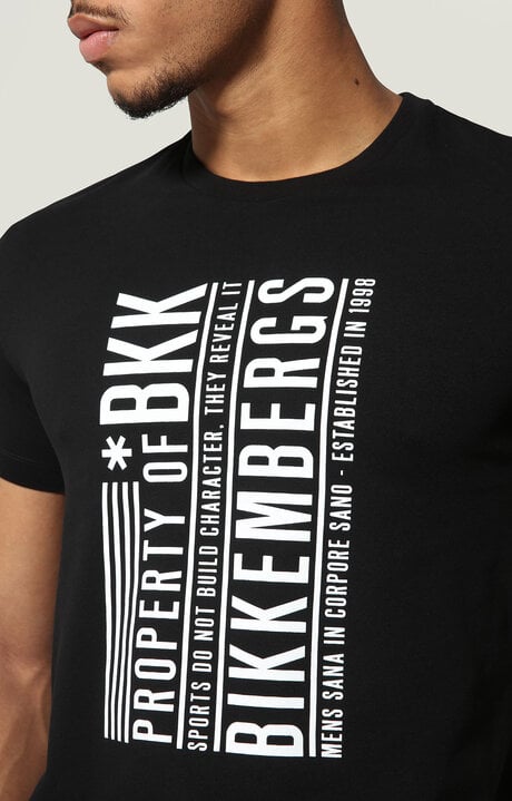 Bikkembergs Men's Black T-shirt With Vertical Print
