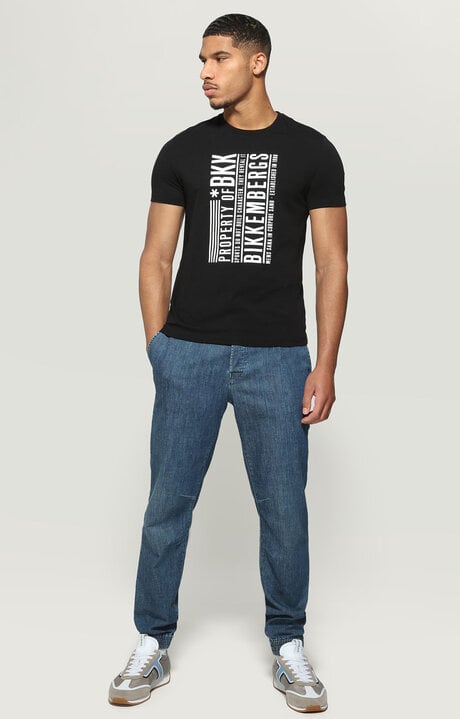 Bikkembergs Men's Black T-shirt With Vertical Print