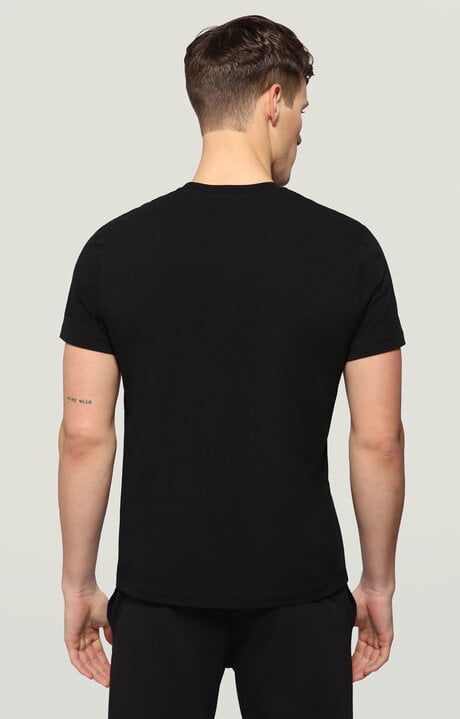 Bikkembergs Men's Black T-shirt With Yellow GYM Print