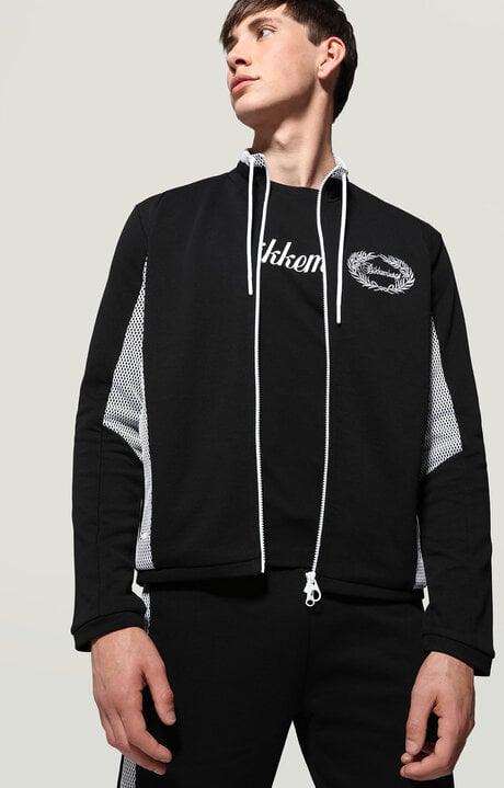 Bikkembergs Men's Black Zip Sweatshirt Cursive Logo