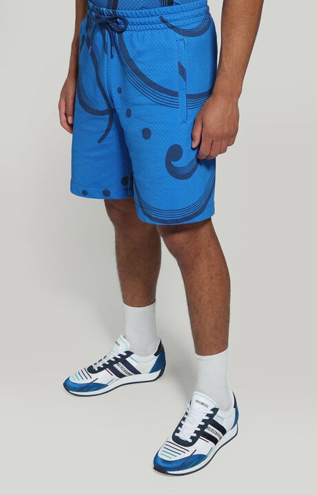 Bikkembergs Men's Blue Bermuda Shorts All-over Print