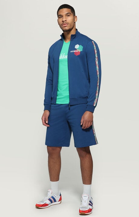 Bikkembergs Men's Blue Bermuda Shorts With Hexagonal Print