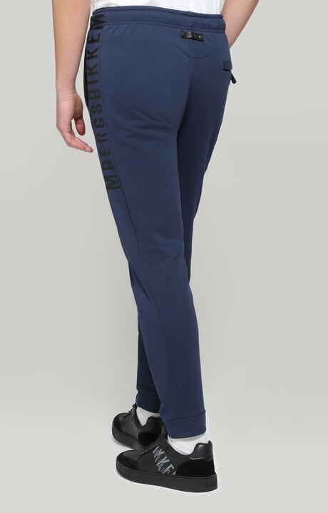 Bikkembergs Men's Blue Fleece Sweatpants With Contrast Logo