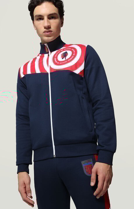 bikkembergs Men's Blue fleece sweatshirt with patch