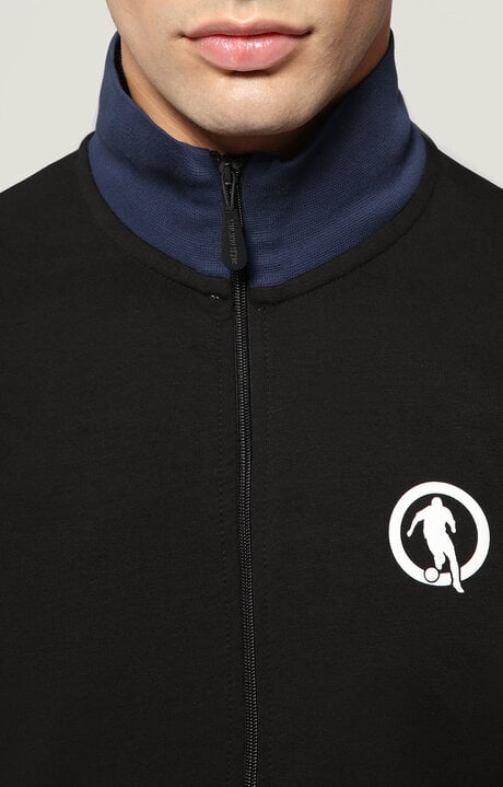 Bikkembergs Men's Blue Jacket With Asymmetrical Zipper