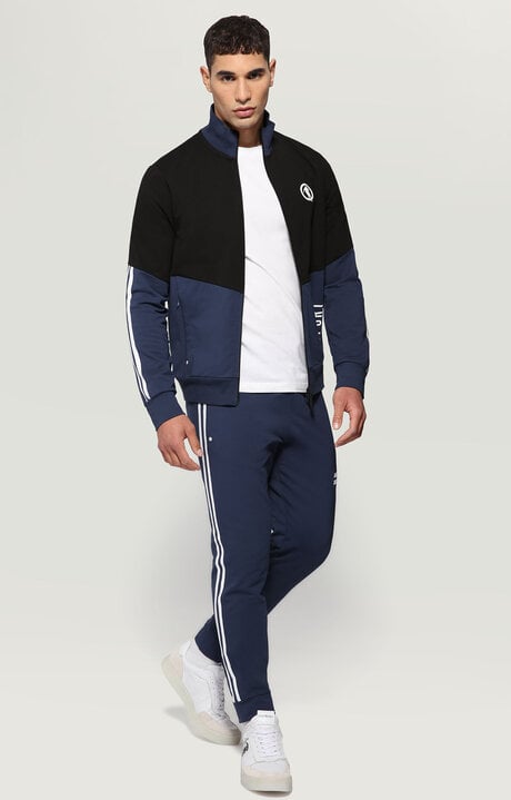 Bikkembergs Men's Blue Jacket With Asymmetrical Zipper