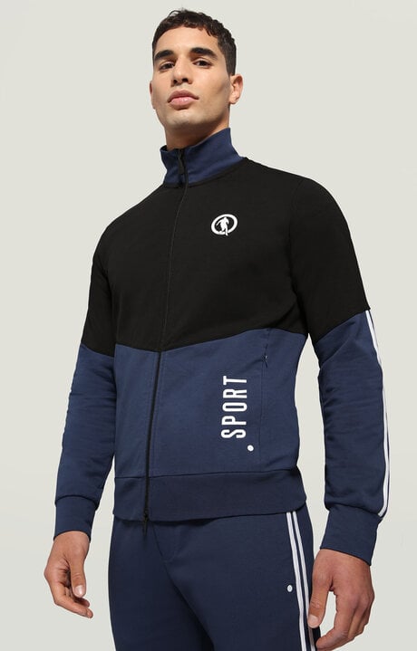 bikkembergs Men's Blue jacket with asymmetrical zipper