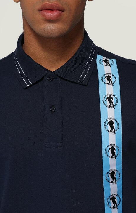 Bikkembergs Men's Blue Polo Shirt With Asymmetric Hem