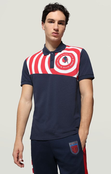 bikkembergs Men's Blue polo shirt with Athletic Club print