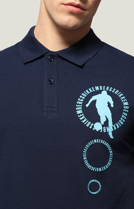 Bikkembergs Men's Blue Polo Shirt With Textured Print