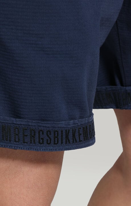 Bikkembergs Men's Blue Shorts With Embroidered Cuffs