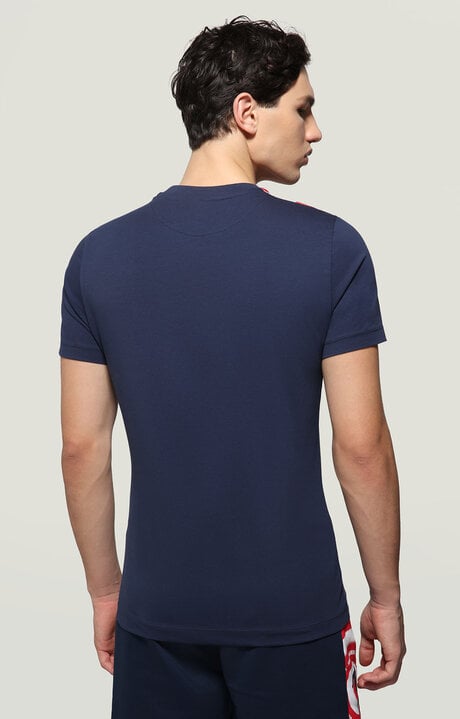 Bikkembergs Men's Blue T-shirt With Athletic Club Print
