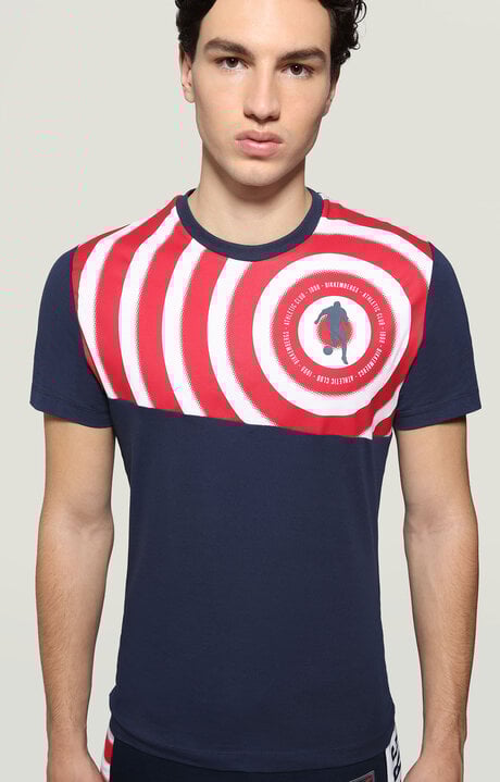 bikkembergs Men's Blue T-shirt with Athletic Club print