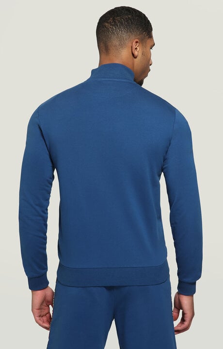 Bikkembergs Men's Blue Zip Sweatshirt With Hexagonal Print