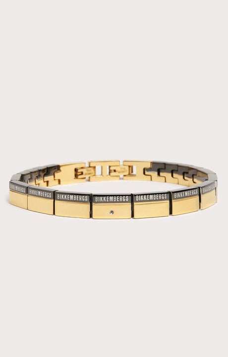 Bikkembergs Men's Bracelet In Golden Steel With Diamond
