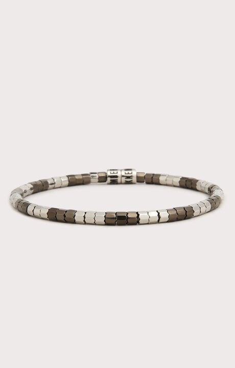 Bikkembergs Men's Grey Steel Bracelet Two-tone Hexagonal Beads