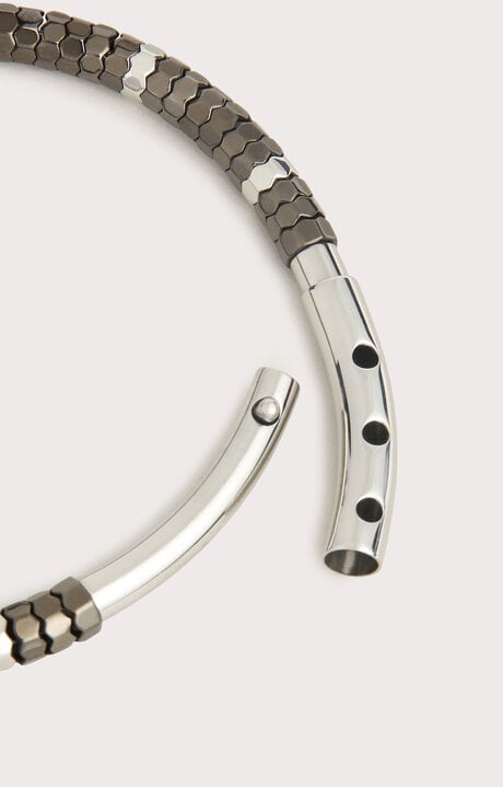 Bikkembergs Men's Grey Steel Bracelet With Moving Elements