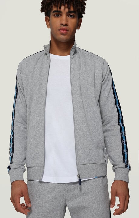 bikkembergs Men's Grey sweatshirt with contrast bands