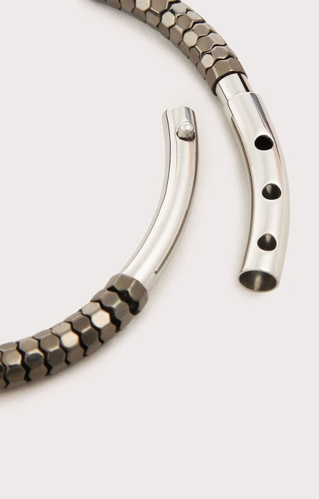 Bikkembergs Men's Silver Steel Bracelet With Beads And Diamonds