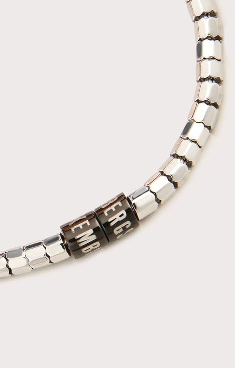 Bikkembergs Men's Silver Steel Bracelet With Hexagonal Beads