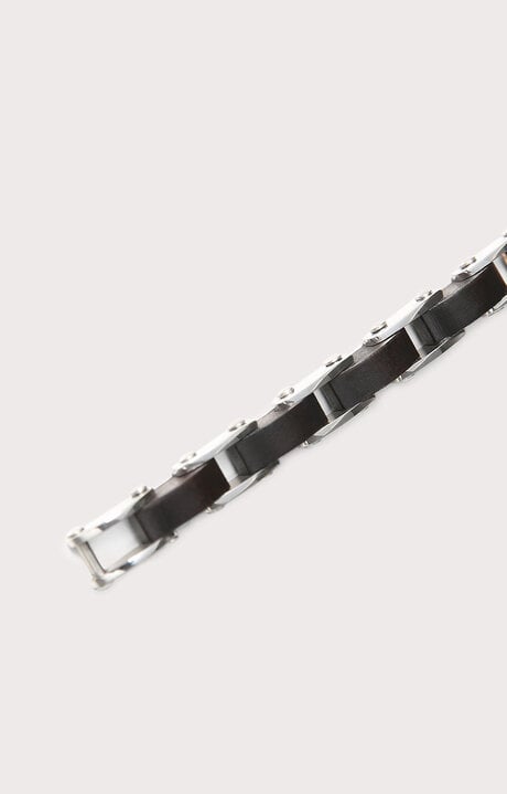 Bikkembergs Men's White Bracelet In Ebony And Steel