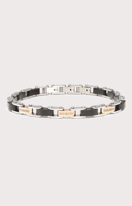 bikkembergs Men's White bracelet in ebony and steel