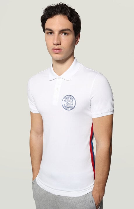 bikkembergs Men's White polo shirt with embroidered logo