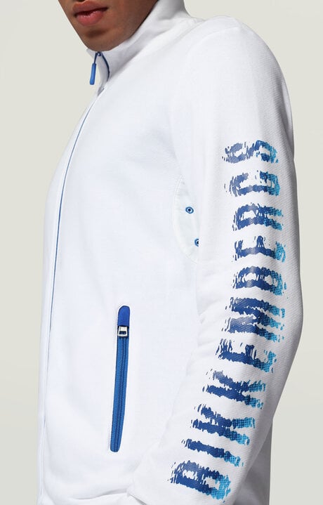 Bikkembergs Men's White Sweatshirt With Liquid Logo