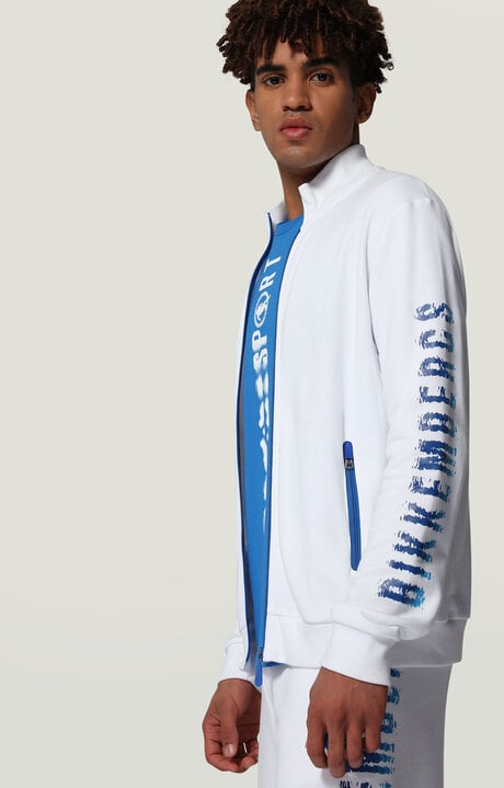 Bikkembergs Men's White Sweatshirt With Liquid Logo