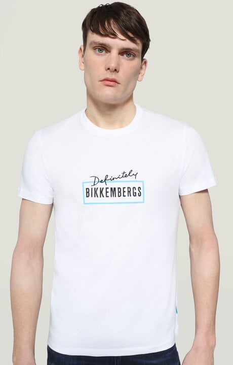bikkembergs Men's White T-shirt with Bikkembergs print