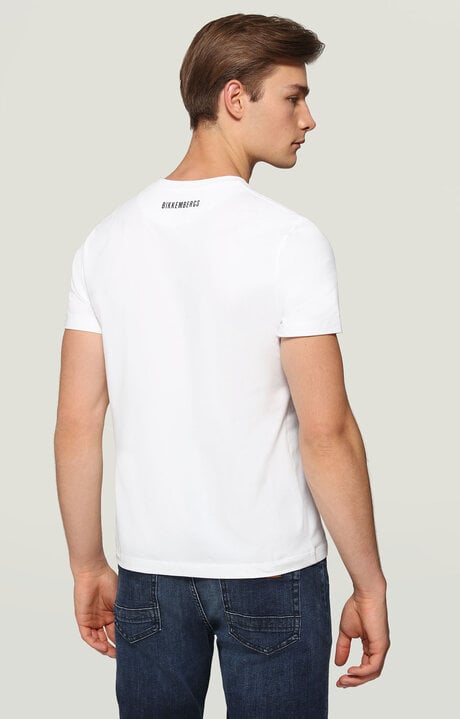 Bikkembergs Men's White T-shirt With Reflective Print