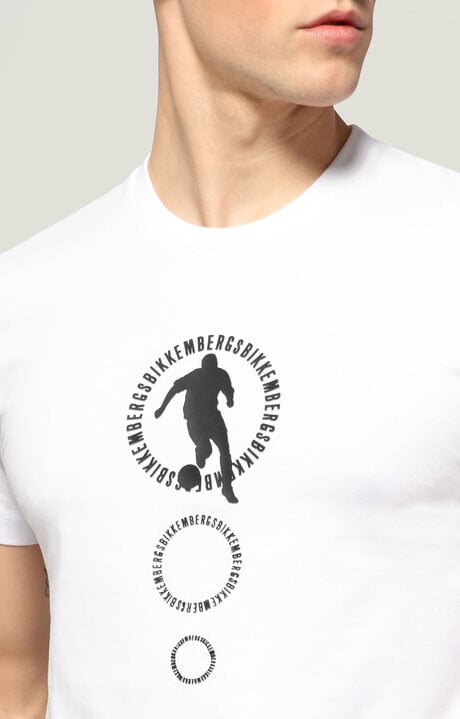 Bikkembergs Men's White T-shirt With Rubberized Print