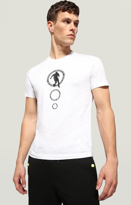bikkembergs Men's White T-shirt with rubberized print
