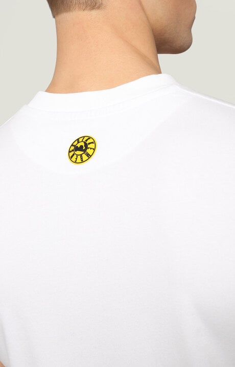 Bikkembergs Men's White T-shirt With Weightlifting Print