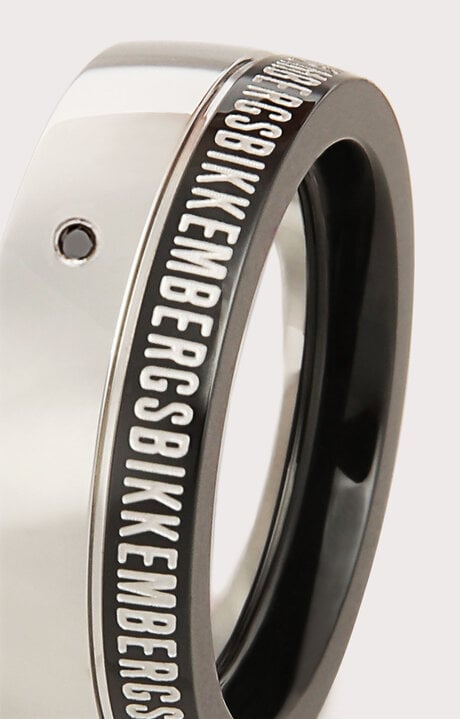 Bikkembergs Stainless Steel Men's Ring With Black Diamond