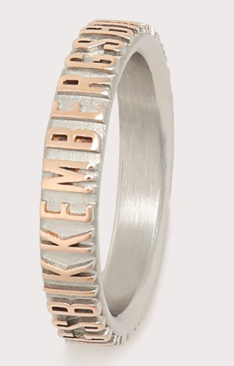 Bikkembergs Unisex Steel Ring With Embossed Logo Lettering