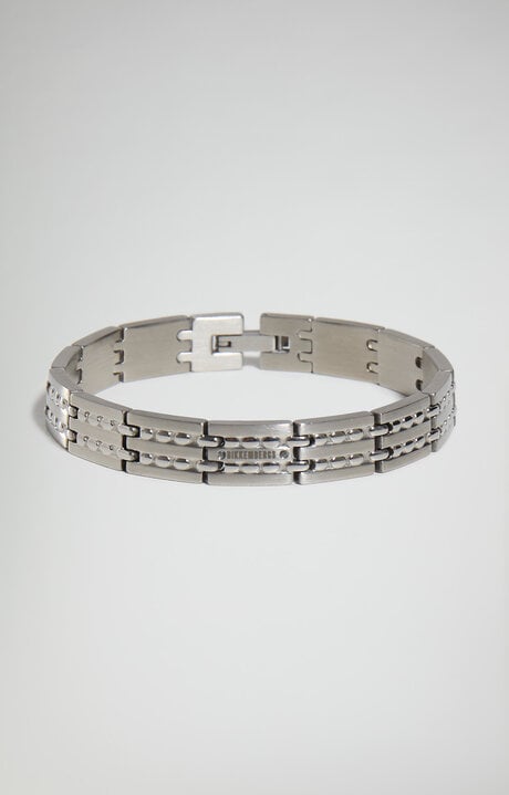 Bikkembergs White Input Men's Bracelet With Diamonds
